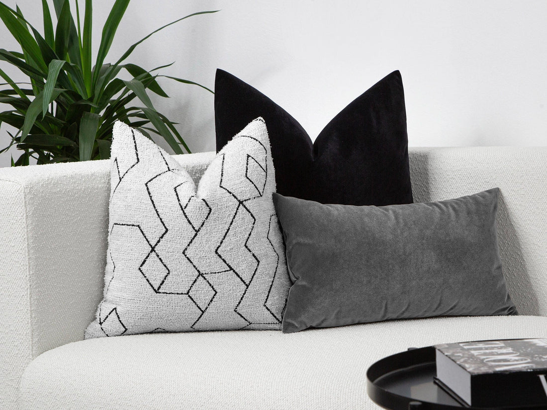 Off White and Black Geometric Pillow Cover