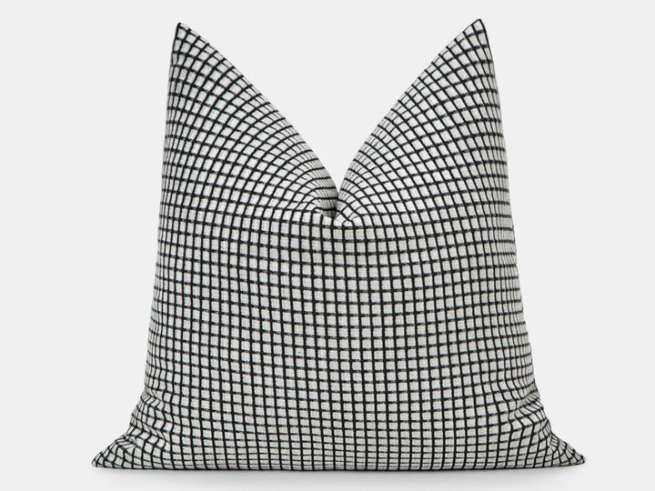 Off White and Black Woven Pillow Cover