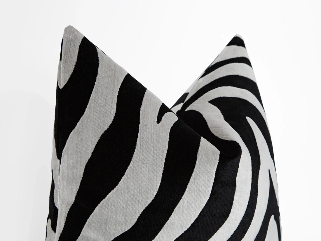 Black and White Zebra Velvet Pillow Cover