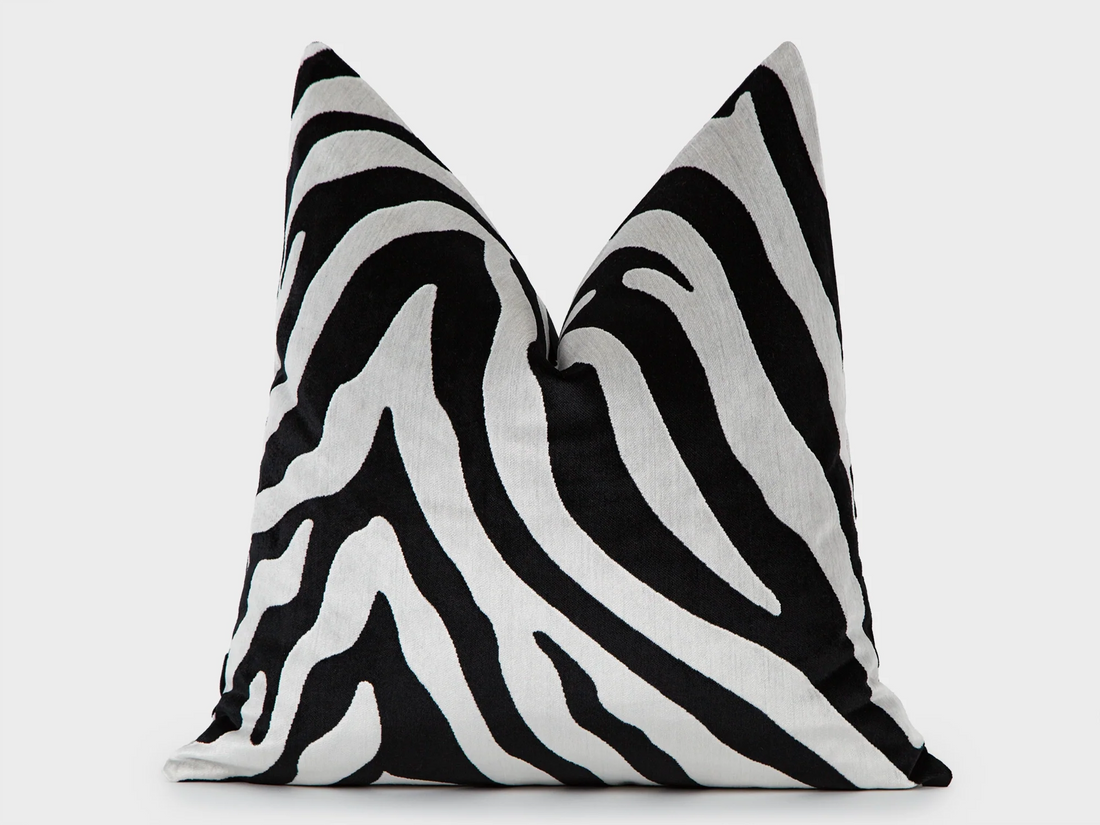 Black and White Zebra Velvet Pillow Cover