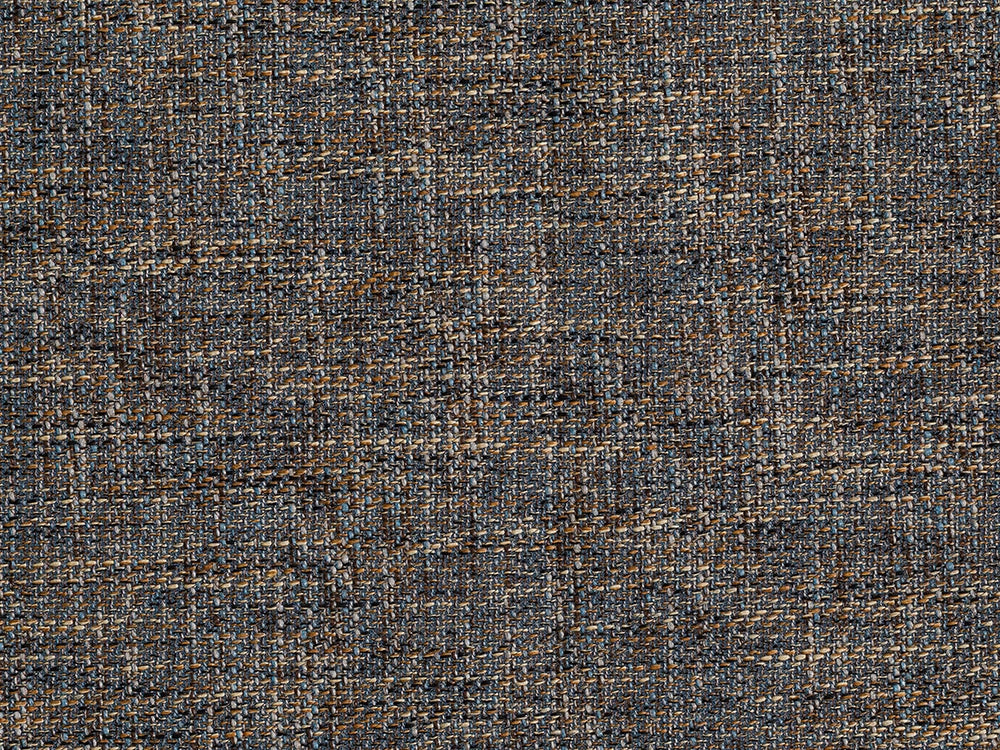 Blue & Brown Woven Upholstery Fabric - Linen Look