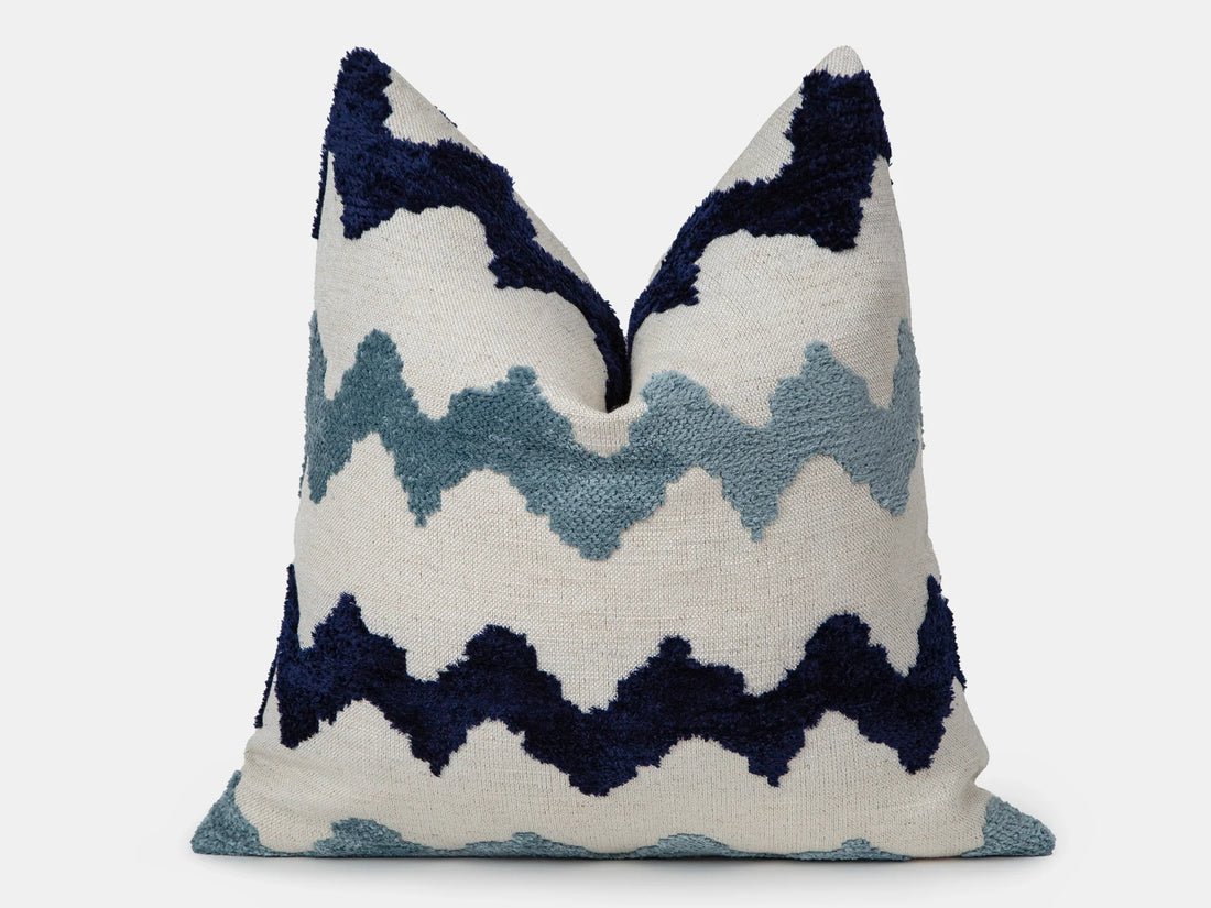 Blue Chevron Pillow Cover - Textured & Soft