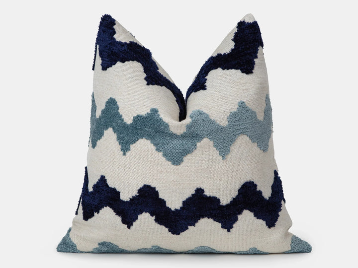 Blue Chevron Pillow Cover - Textured & Soft