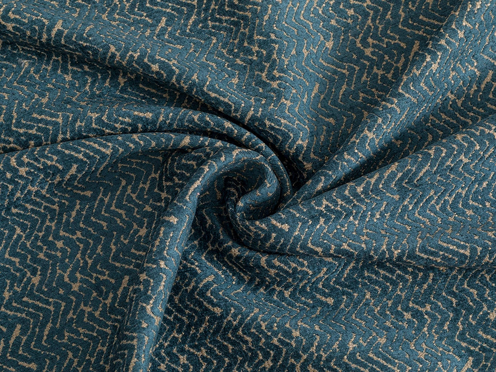 Blue Chevron Upholstery Fabric - Textured & Soft