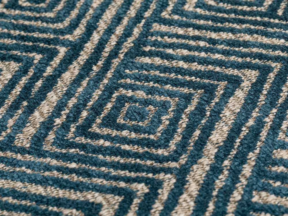 Blue Geometric Upholstery Fabric – Textured & Soft