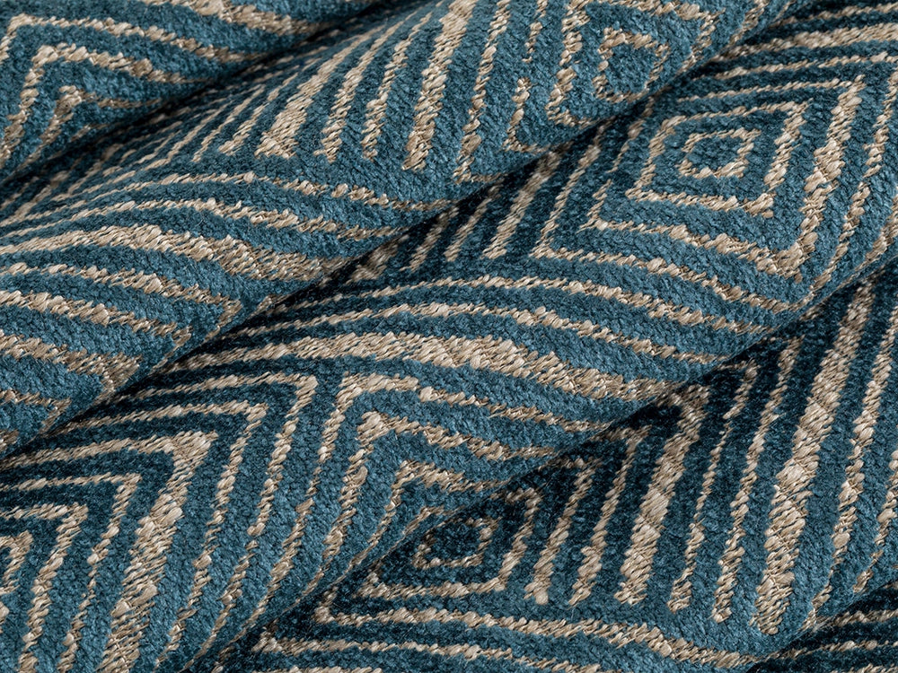Blue Geometric Upholstery Fabric – Textured & Soft