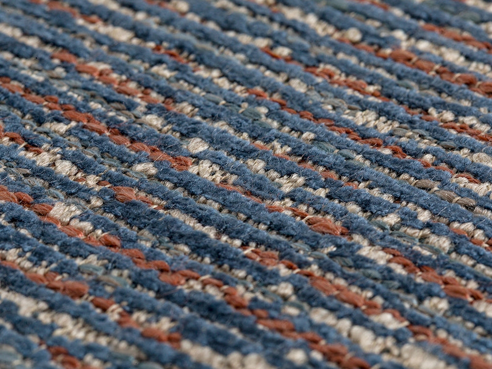 Blue Striped Upholstery Fabric - Woven & Textured