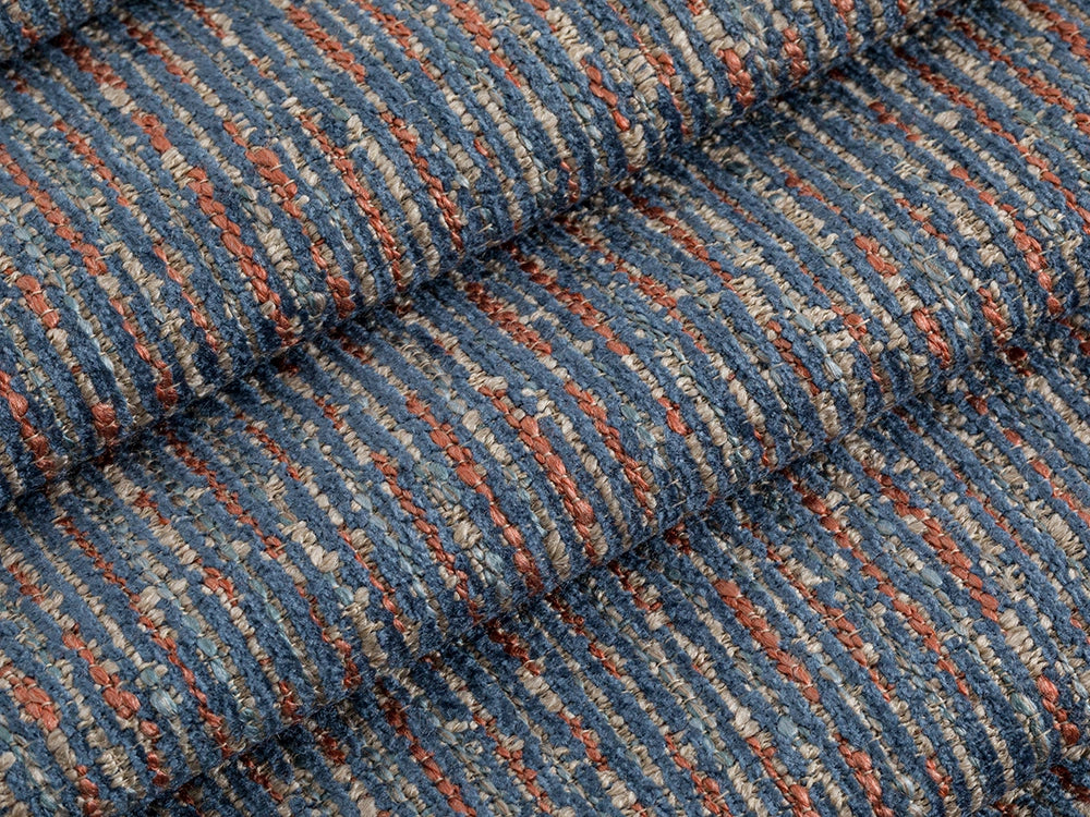 Blue Striped Upholstery Fabric - Woven & Textured