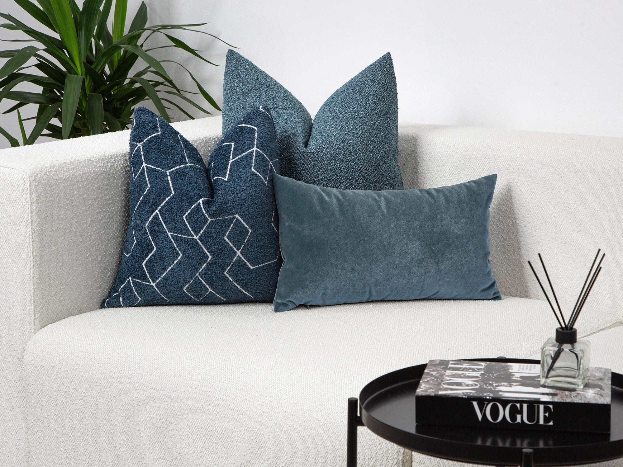 Blue and White Geometric Pillow Cover