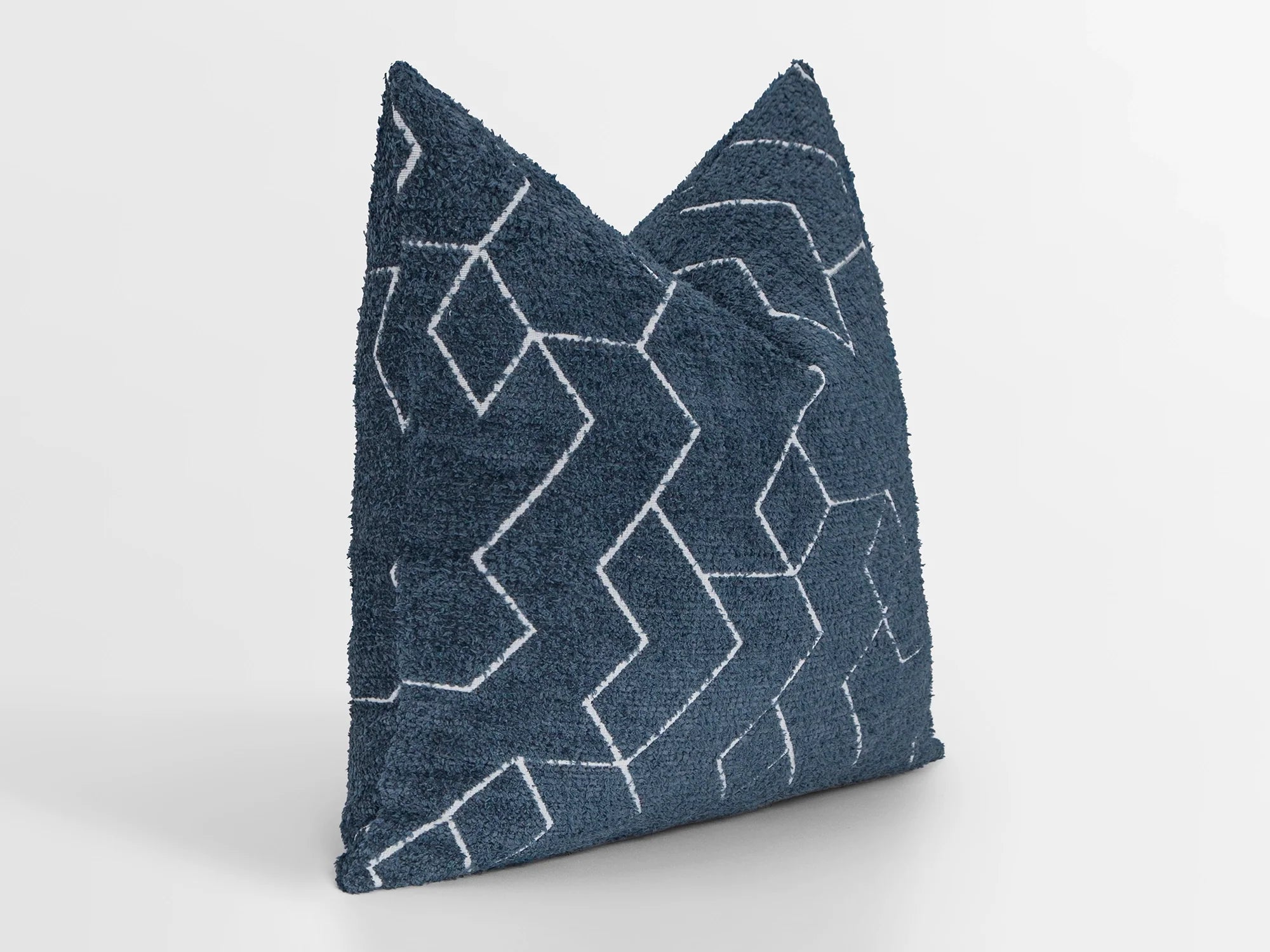 Blue and White Geometric Pillow Cover