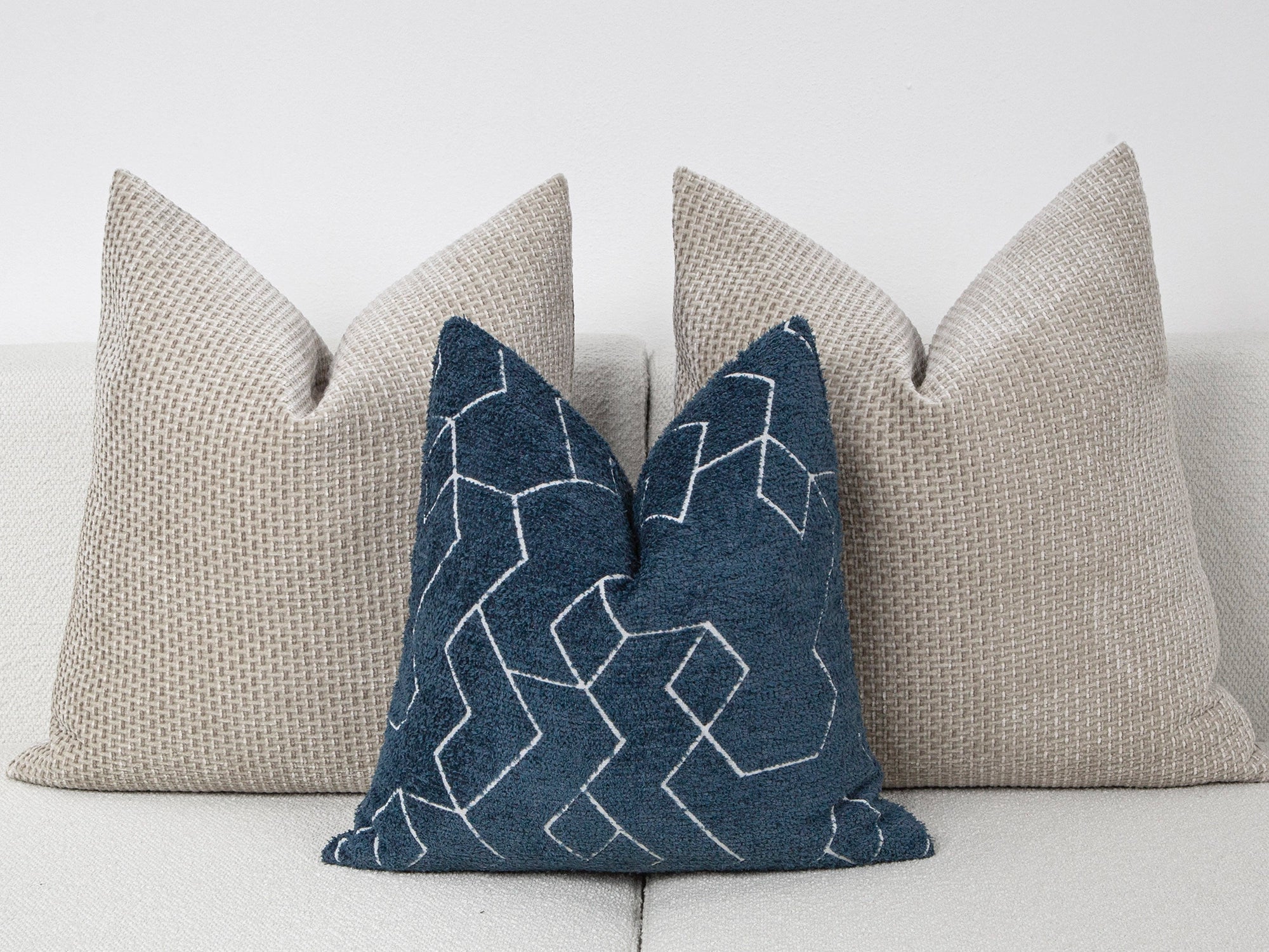 Blue and White Geometric Pillow Cover
