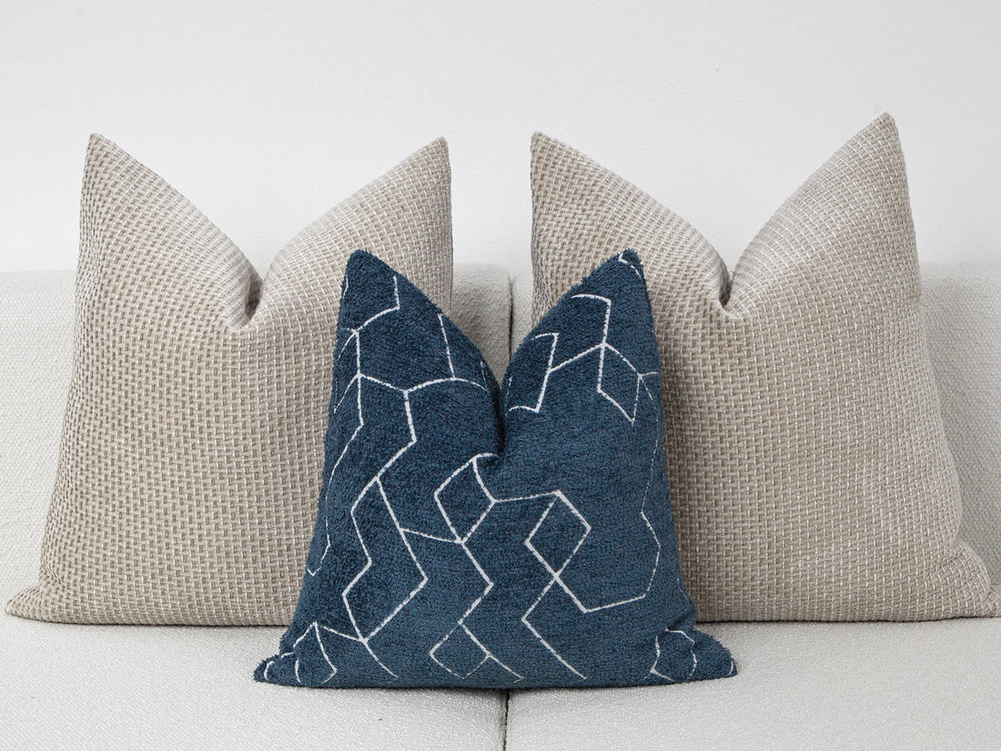 Blue and White Geometric Pillow Cover