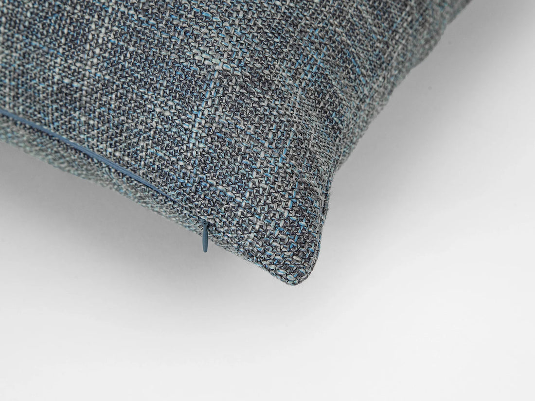 Blue Gray Woven Linen Pillow Cover