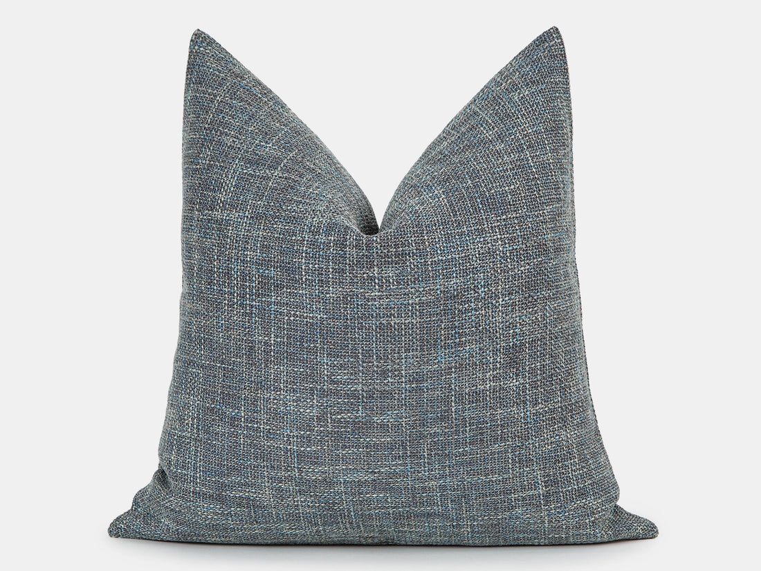 Blue Gray Woven Linen Pillow Cover