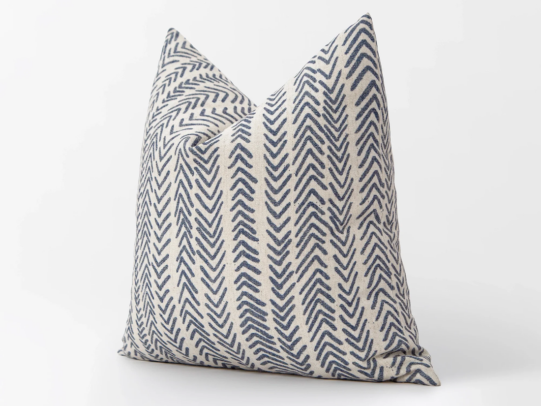 Blue Mudcloth Pillow Cover
