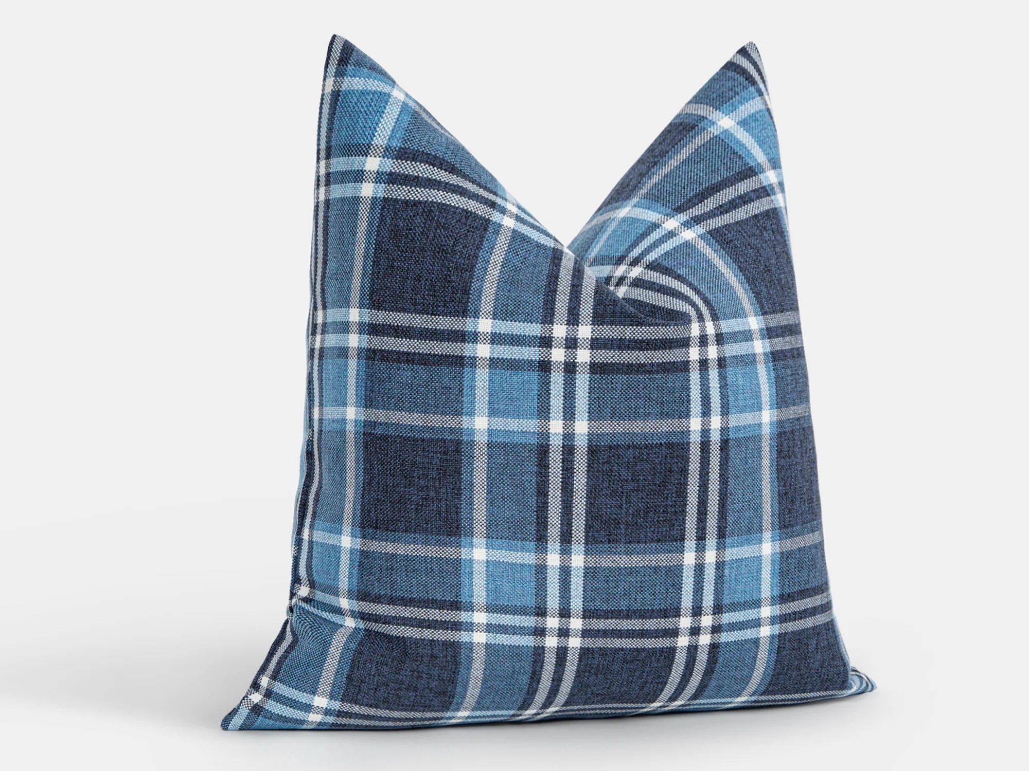 Blue Plaid Pillow Cover
