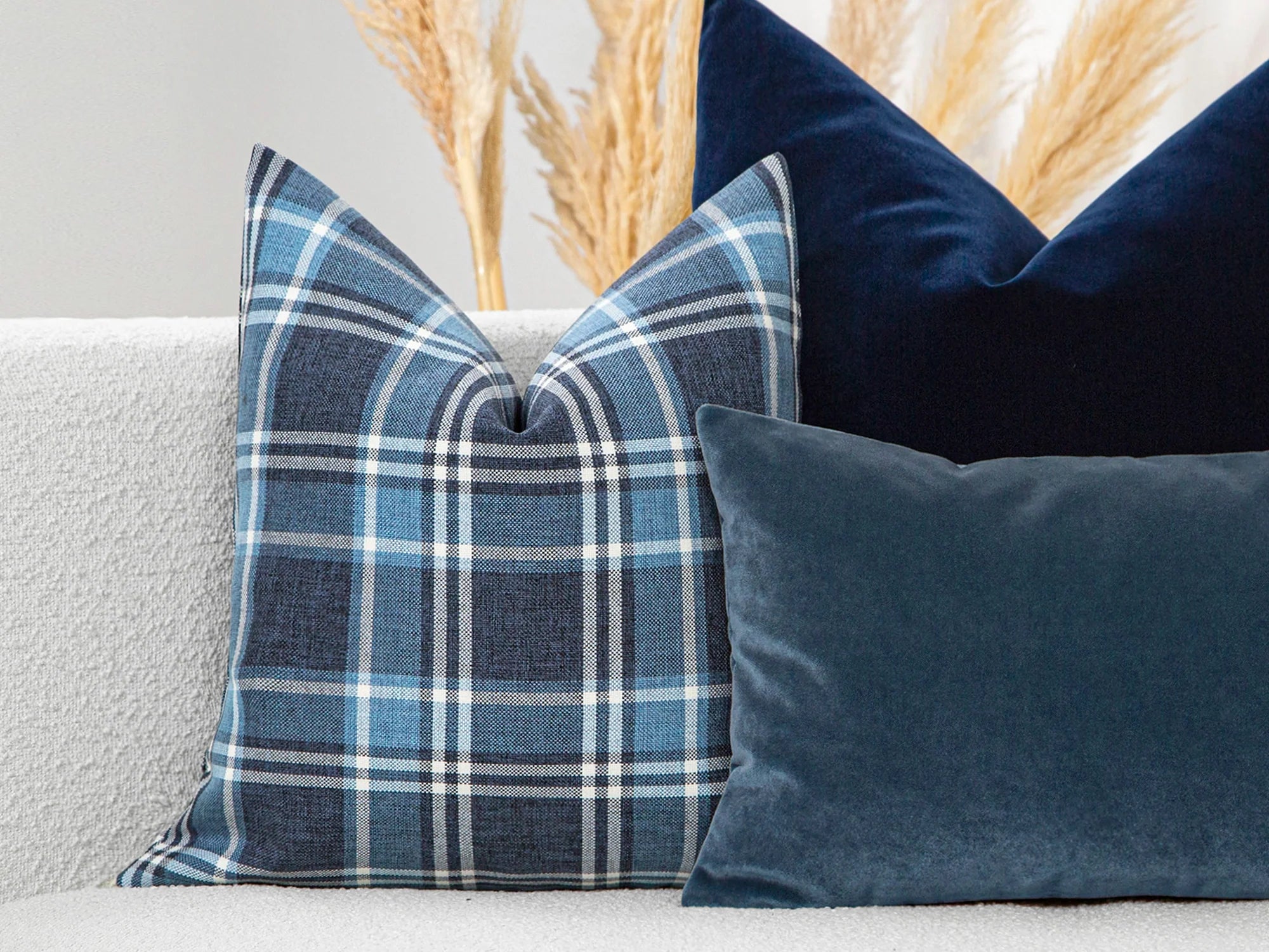 Blue Plaid Pillow Cover