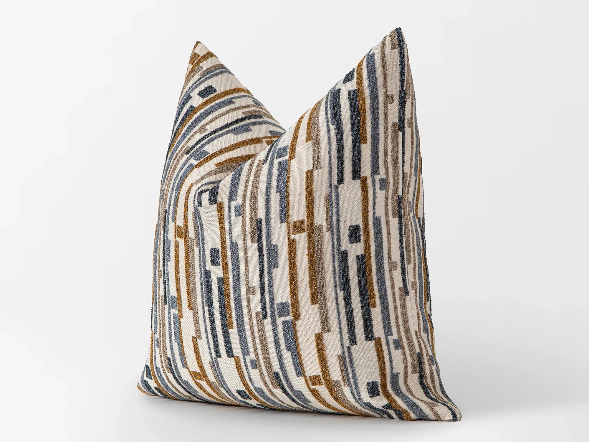 Blue Dash Stripe Textured Pillow Cover