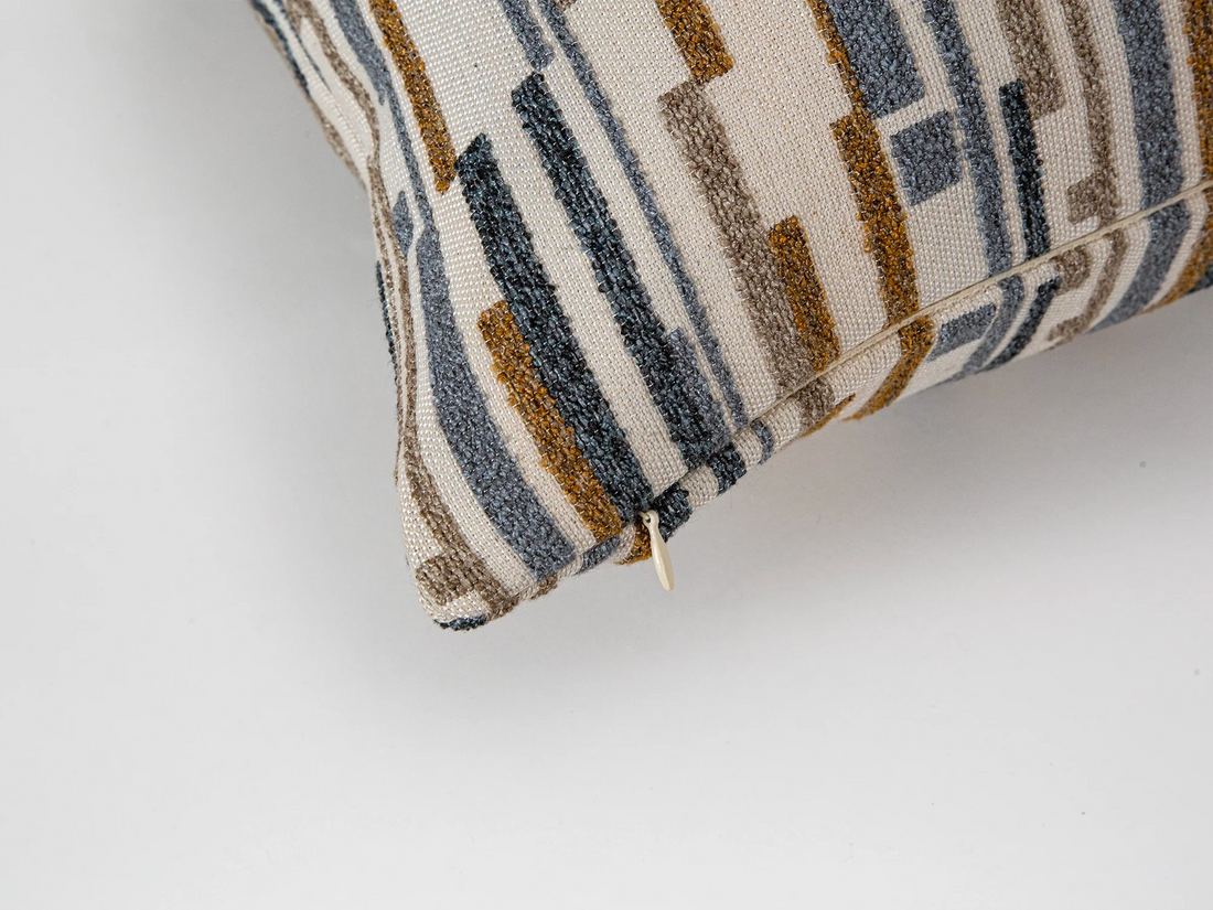 Blue Dash Stripe Textured Pillow Cover