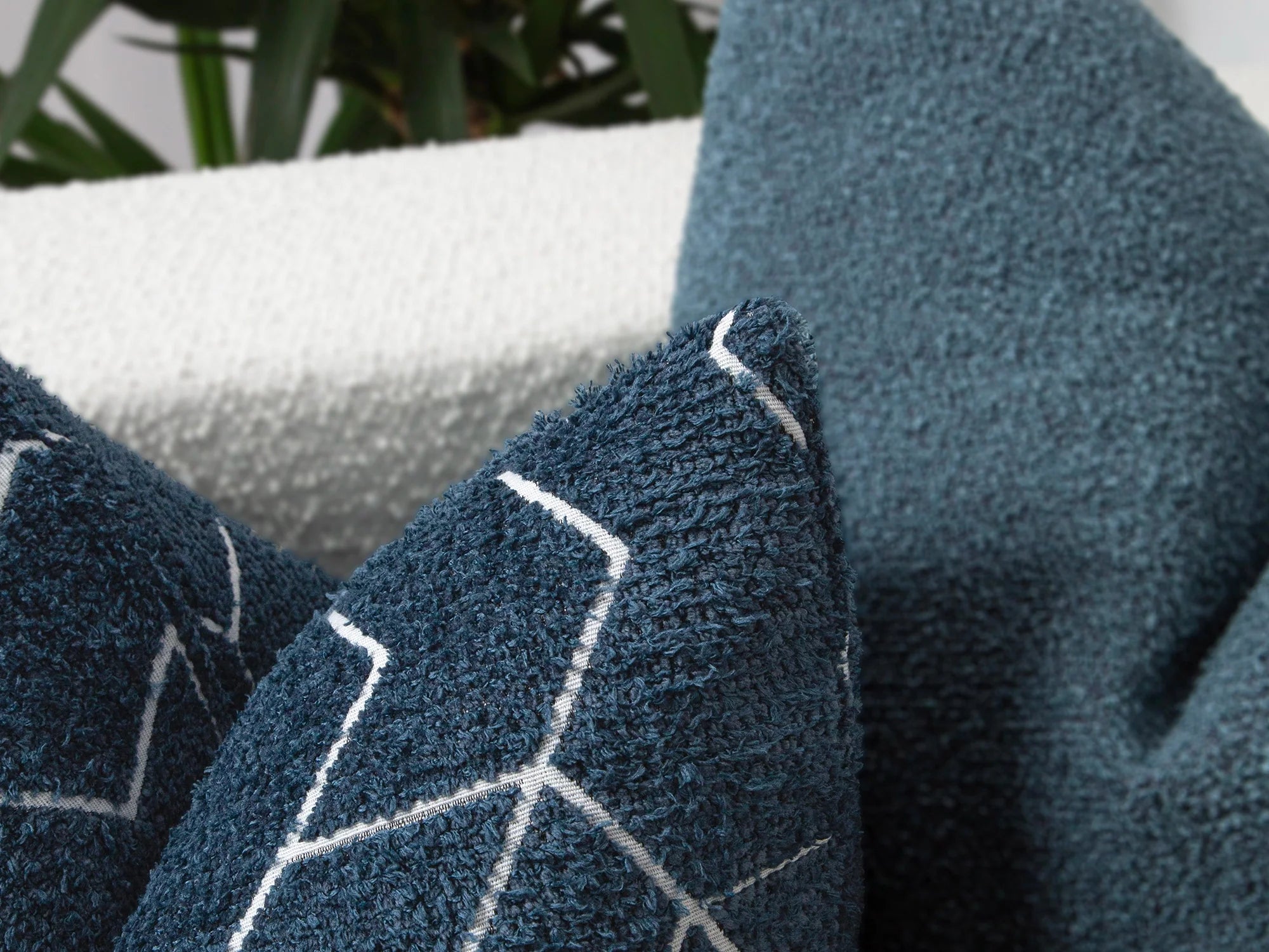 Blue and White Geometric Pillow Cover