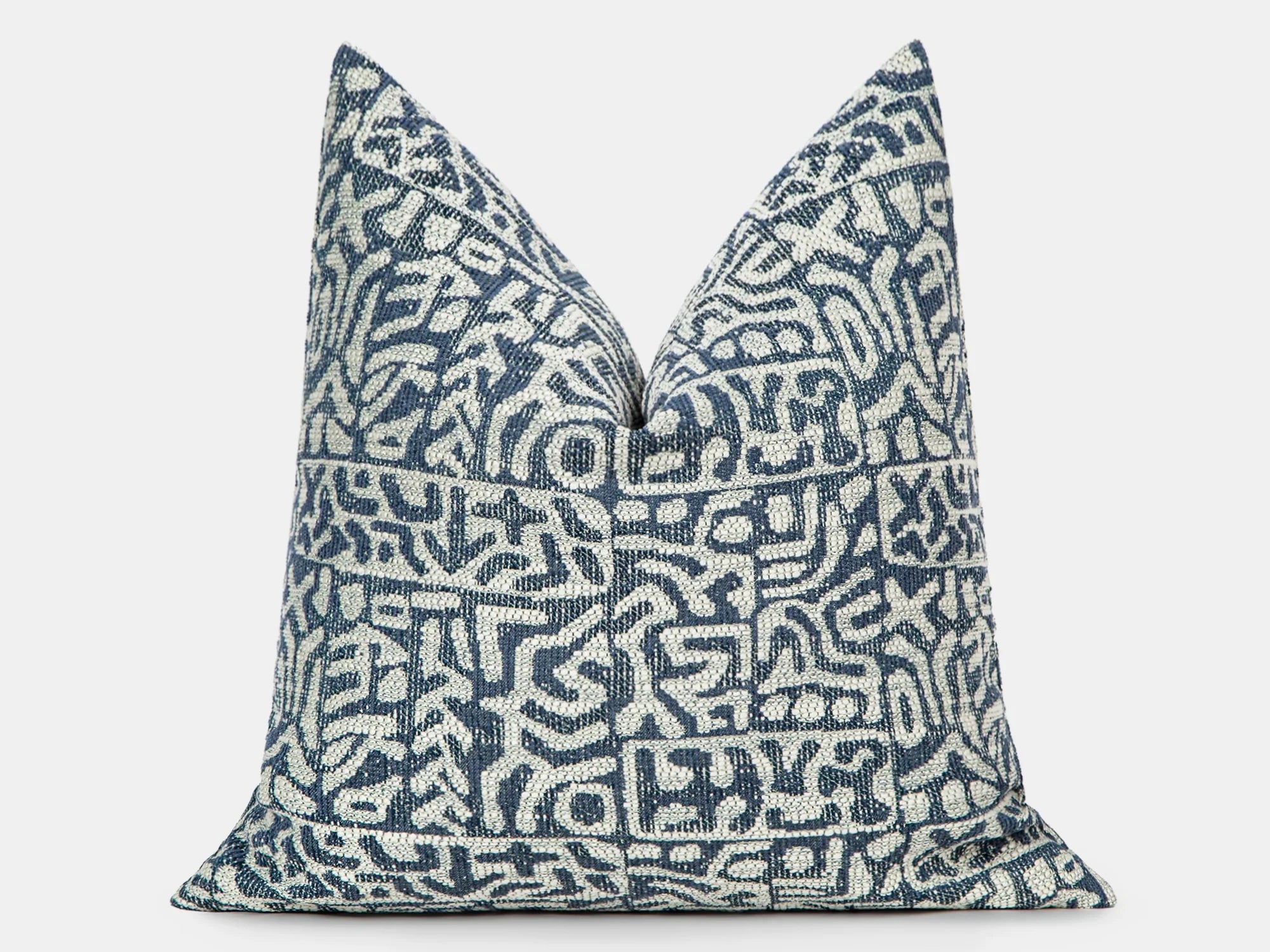 Blue Tribal Geometric Pillow Cover