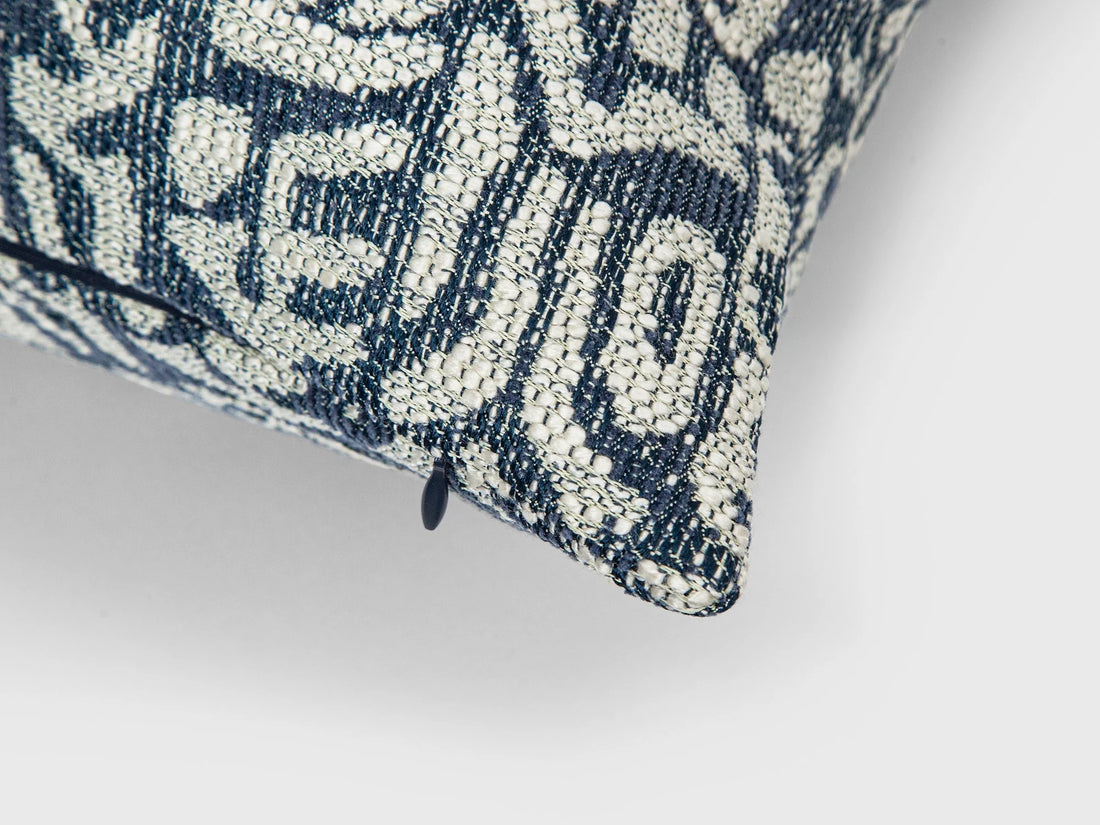 Blue Tribal Geometric Pillow Cover