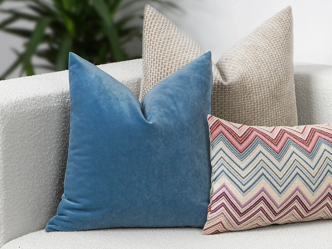 Sky Blue Velvet Pillow Cover