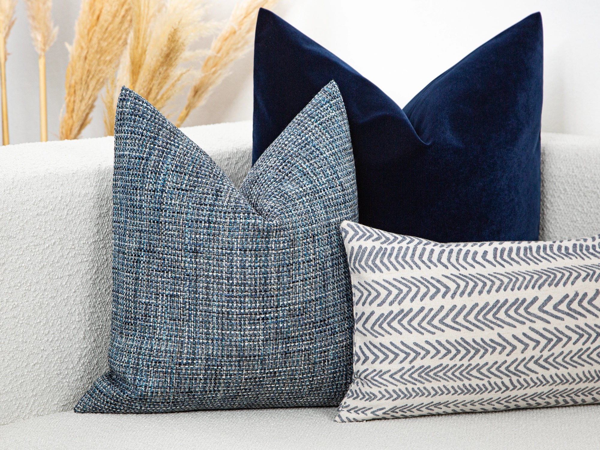 Blue Woven Linen Pillow Cover