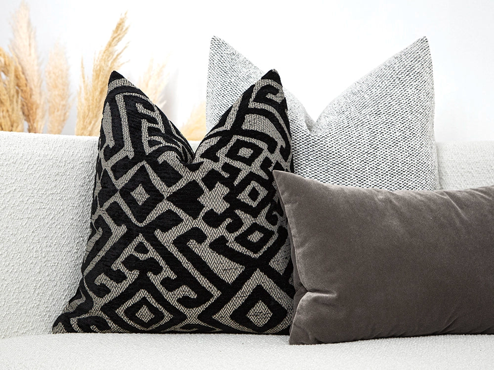 Black Ethnic Pillow Cover - Textured & Rustic