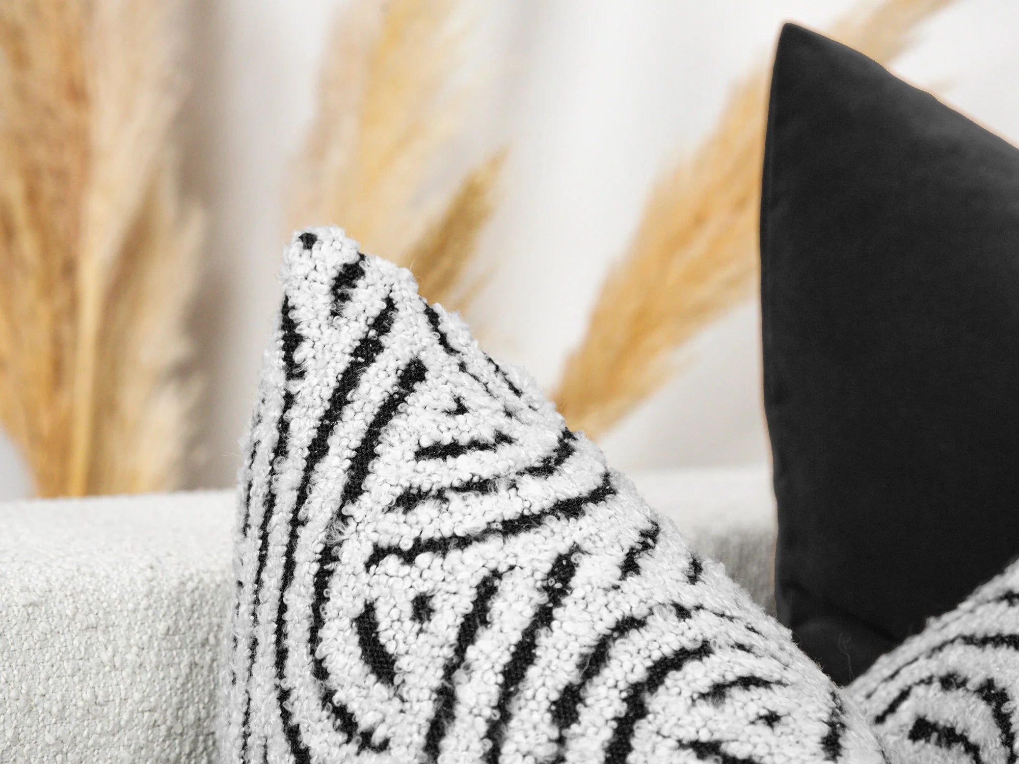Off White Abstract Geo Textured Pillow Cover