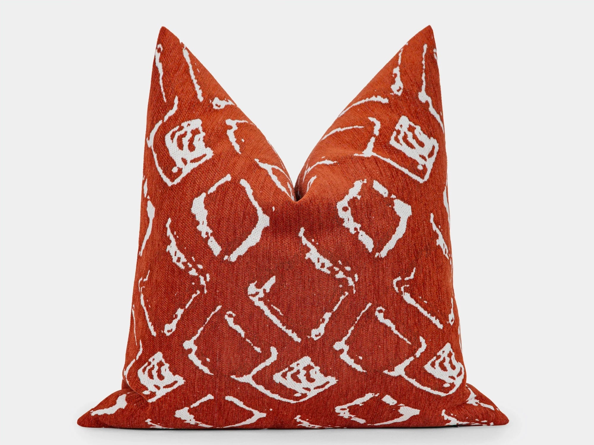 Brick Red Abstract Ikat Pillow Cover