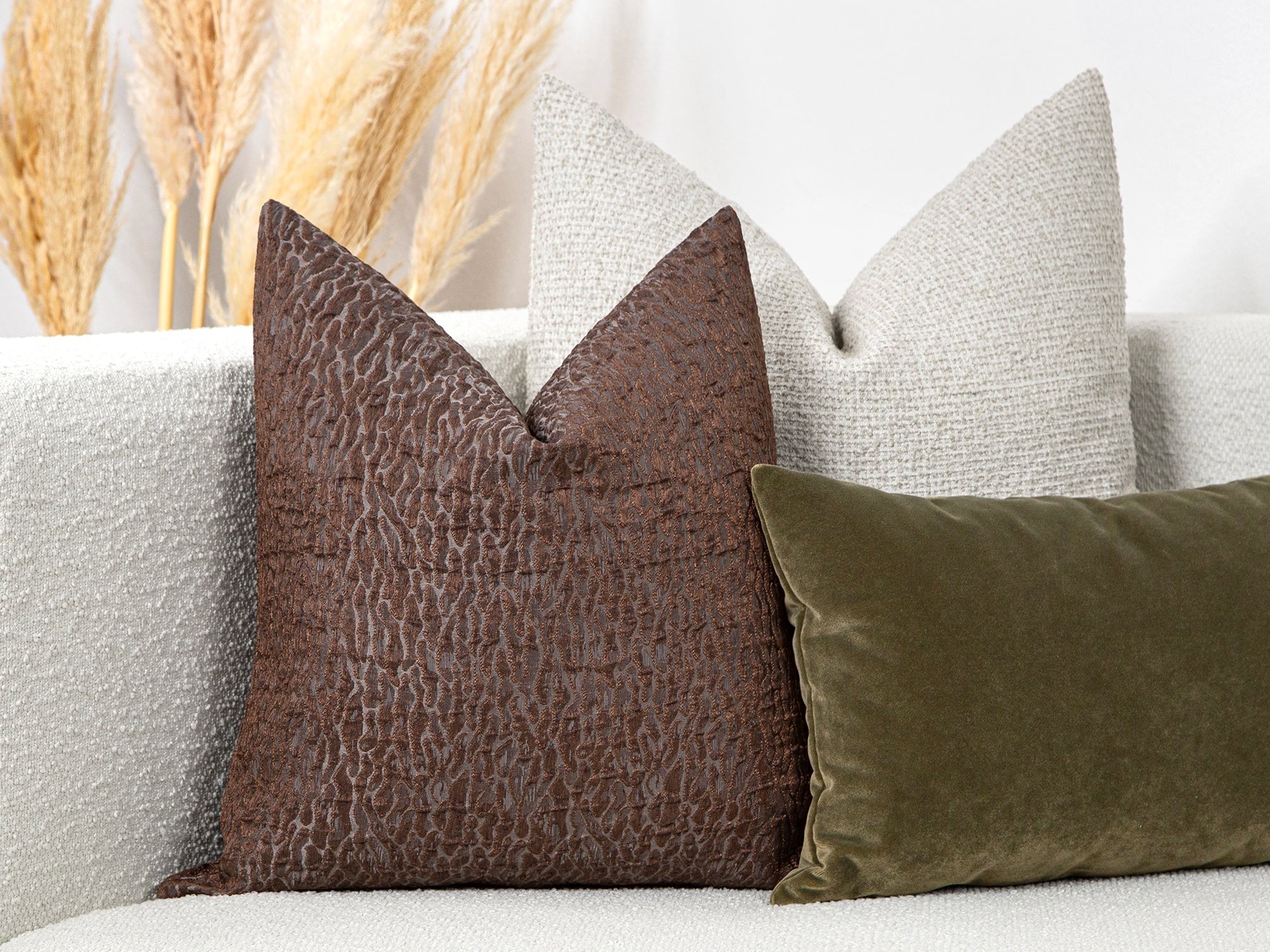 Brown Abstract Jacquard Pillow Cover