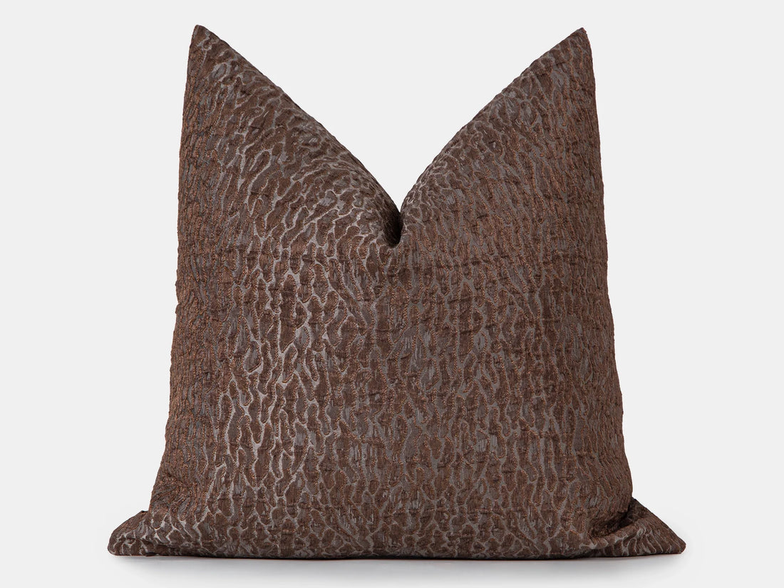 Brown Abstract Jacquard Pillow Cover