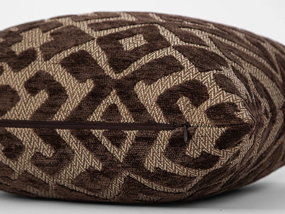 Brown Ethnic Pillow Cover - Textured & Rustic