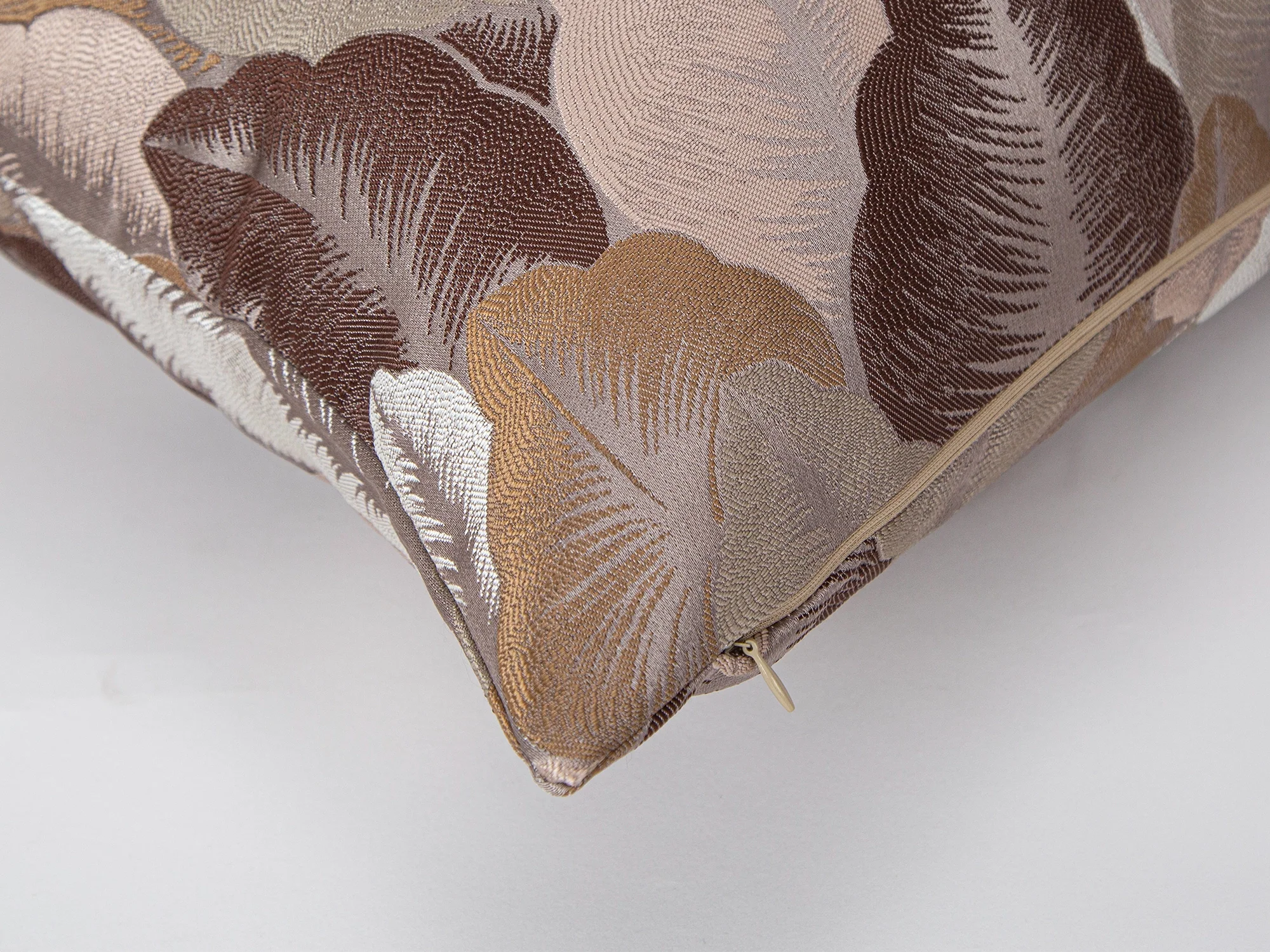 Brown Jacquard Pillow Cover - Woven & Luxury