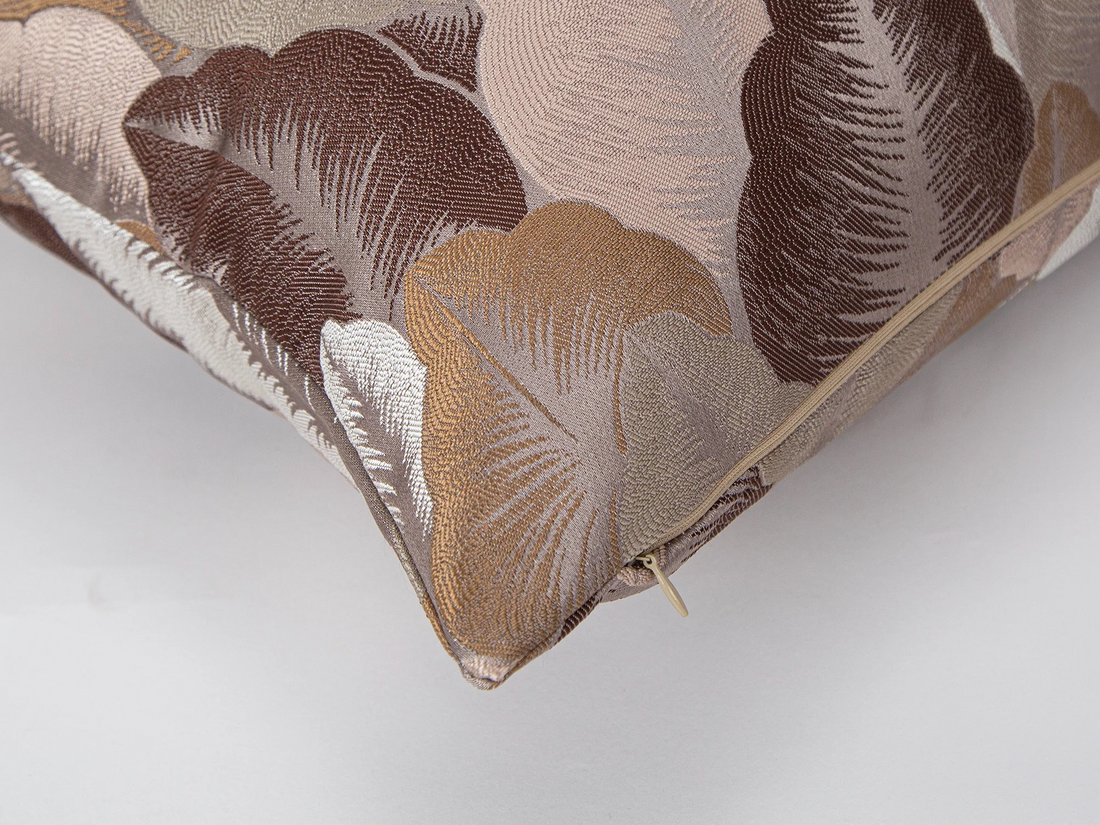 Brown Jacquard Pillow Cover - Woven & Luxury