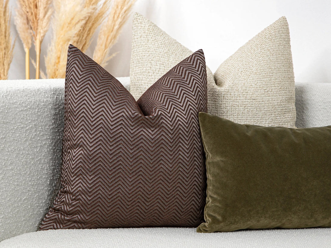 Brown Chevron Jacquard Pillow Cover