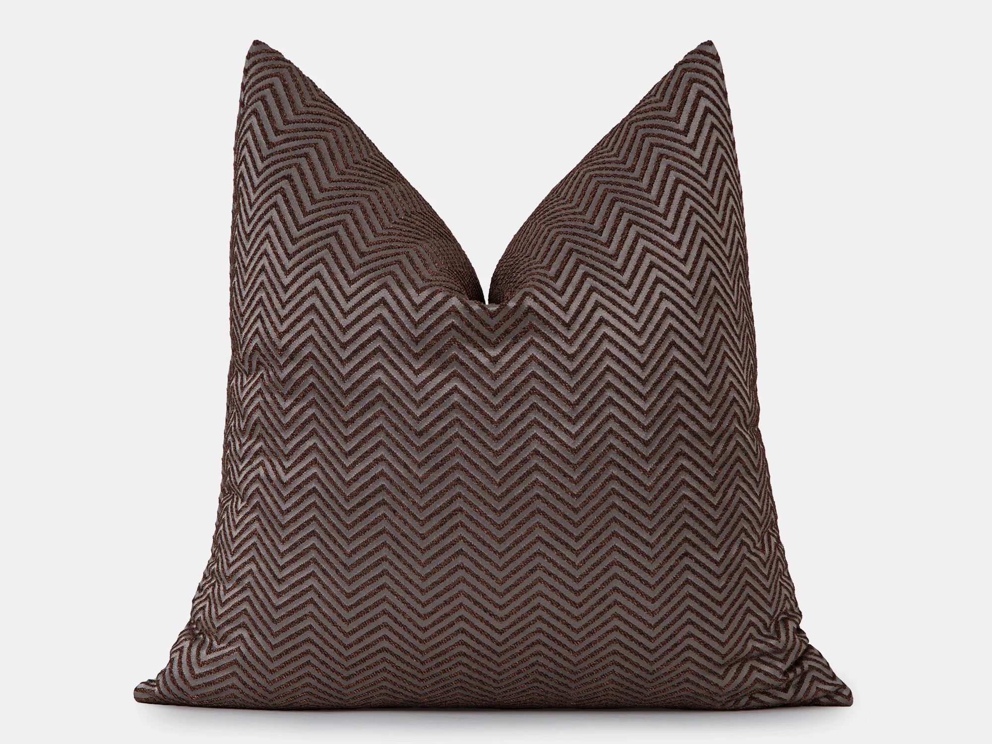 Brown Chevron Jacquard Pillow Cover