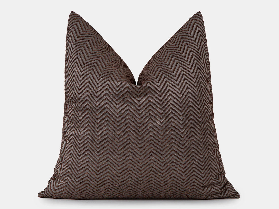 Brown Chevron Jacquard Pillow Cover