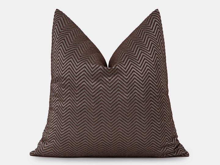 Brown Chevron Jacquard Pillow Cover