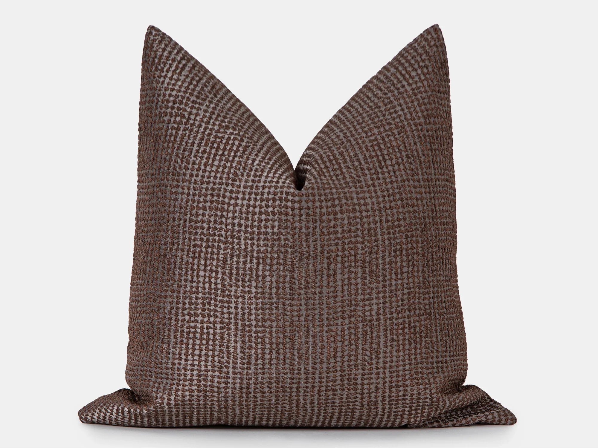 Brown Dotted Jacquard Pillow Cover