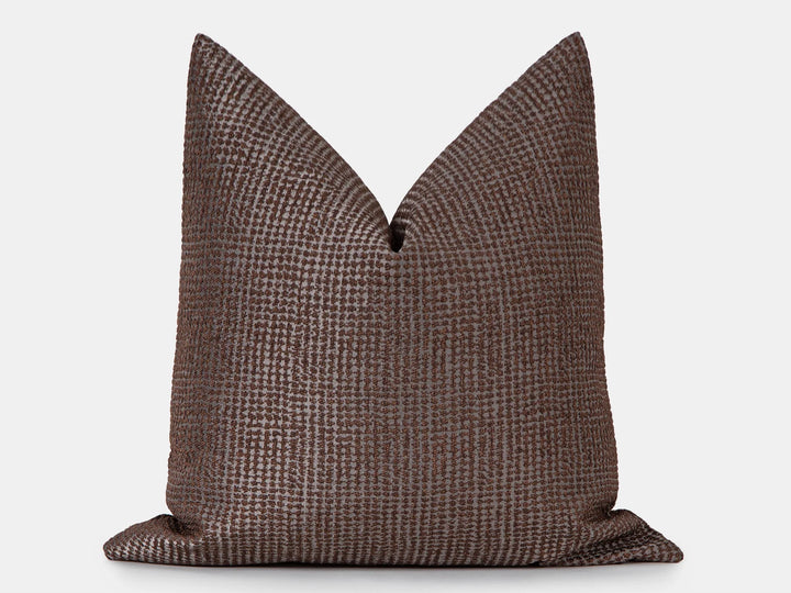 Brown Dotted Jacquard Pillow Cover