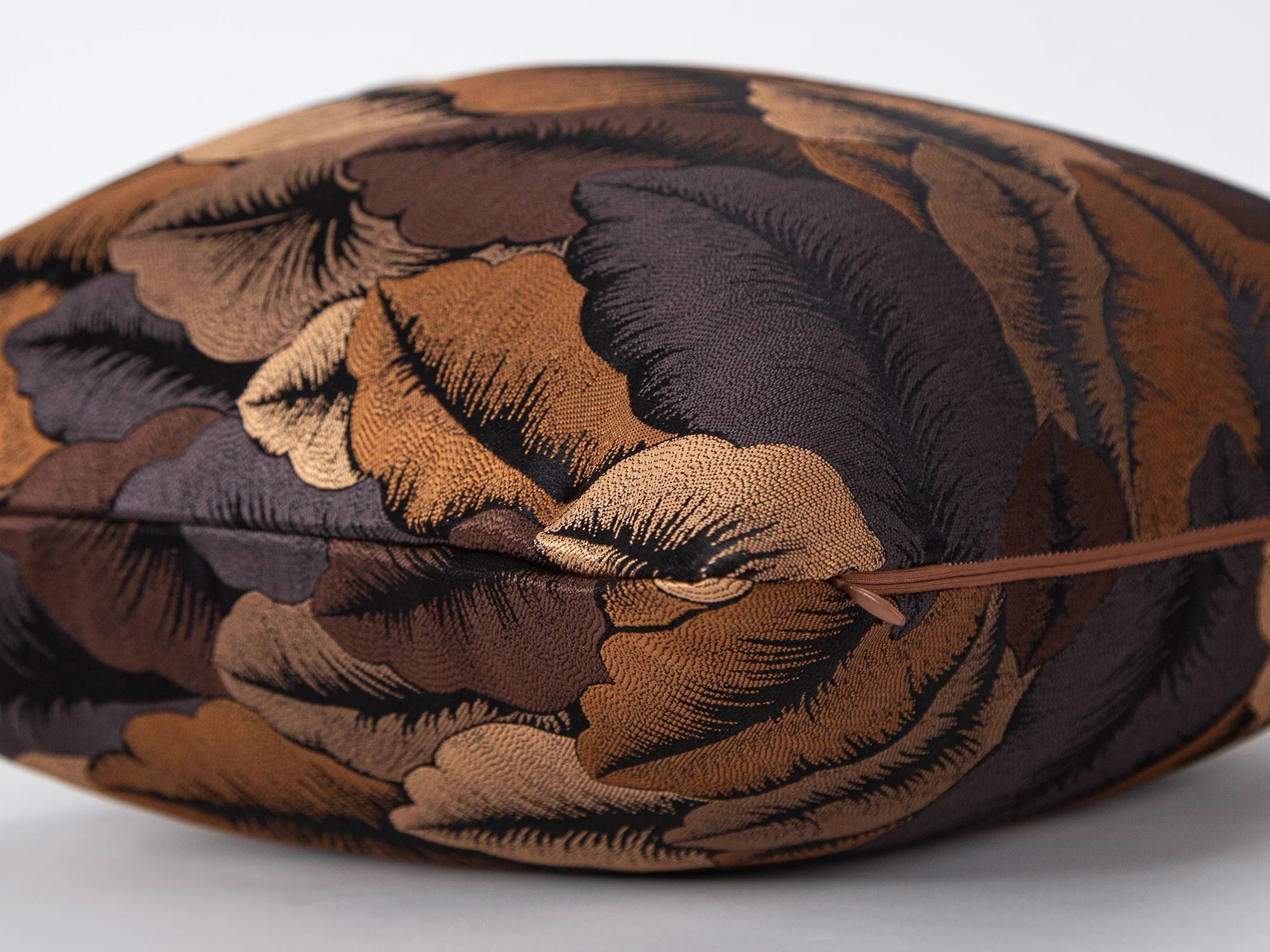 Dark Brown Jacquard Pillow Cover - Woven & Luxury