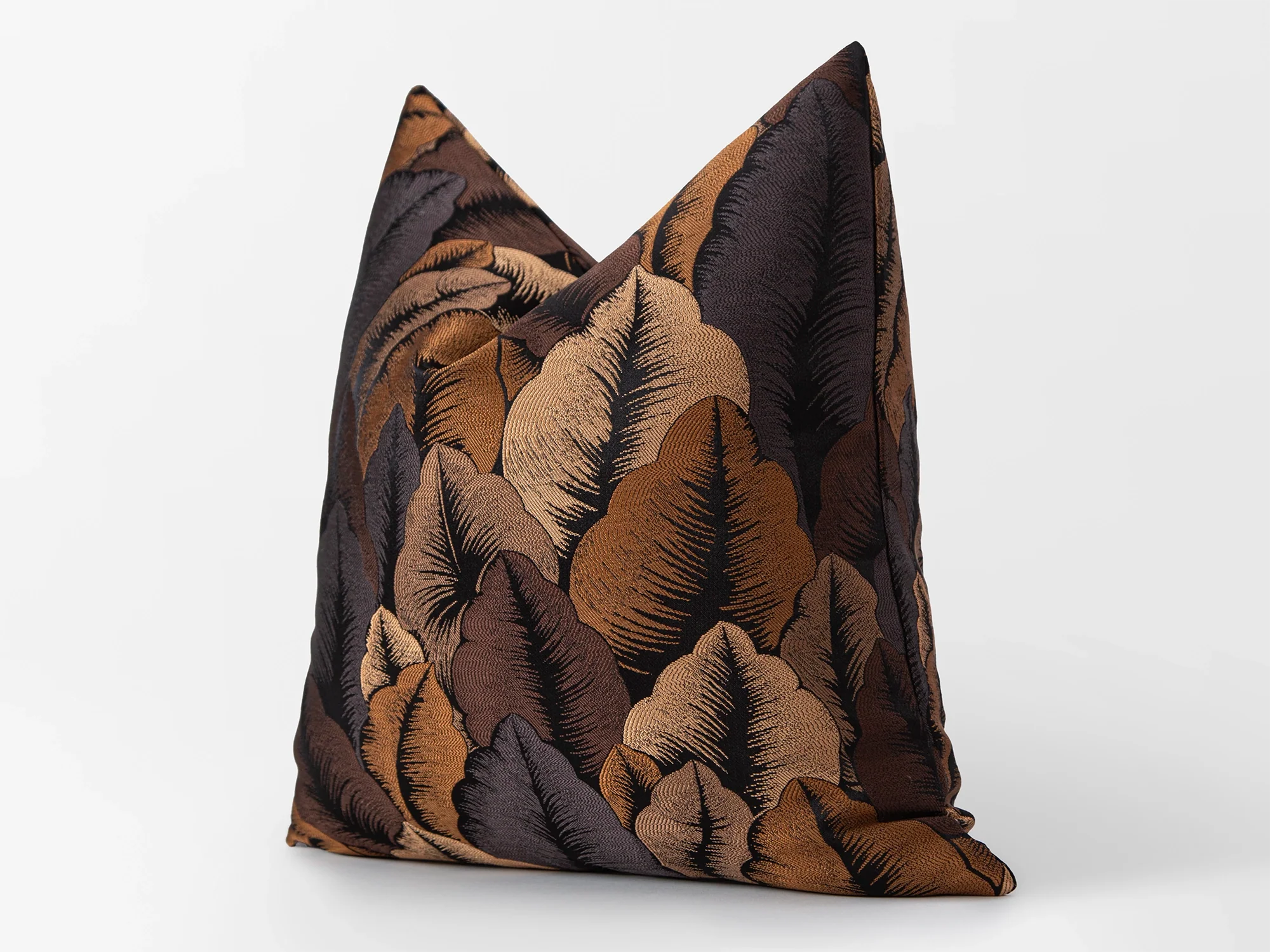 Dark Brown Jacquard Pillow Cover - Woven & Luxury
