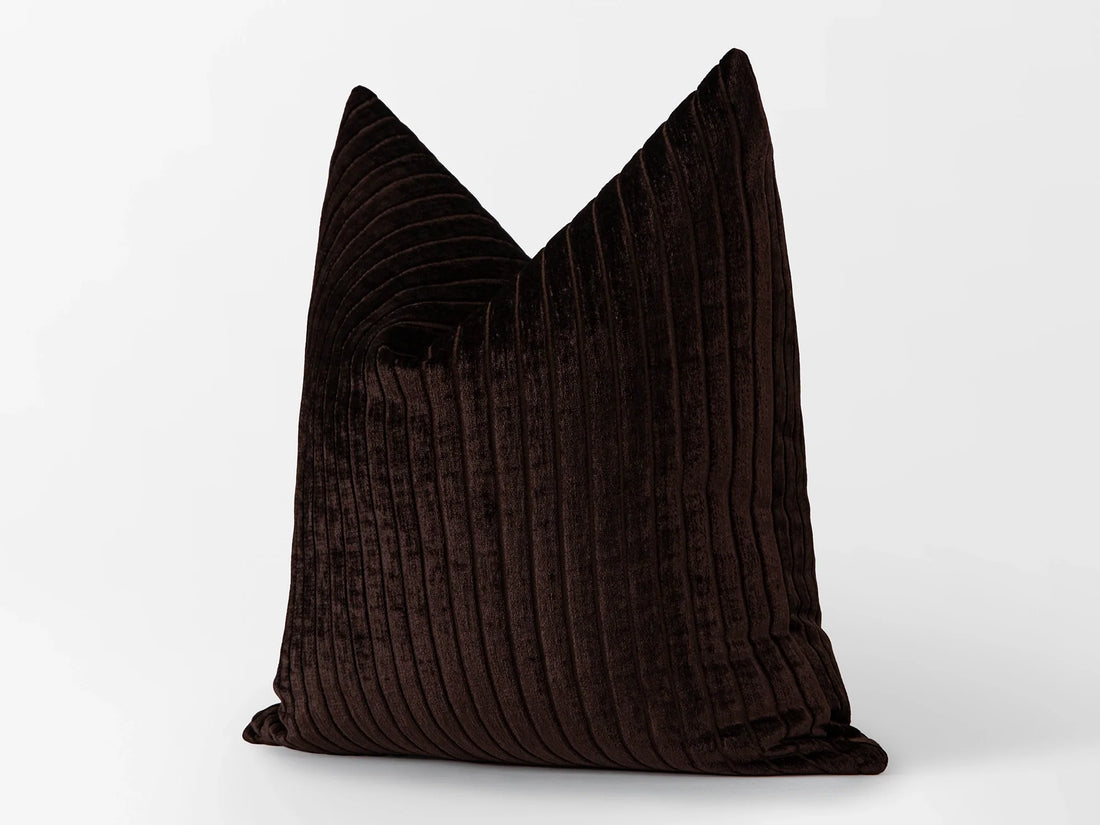 Dark Brown Shiny Velvet Corduroy Pillow Cover