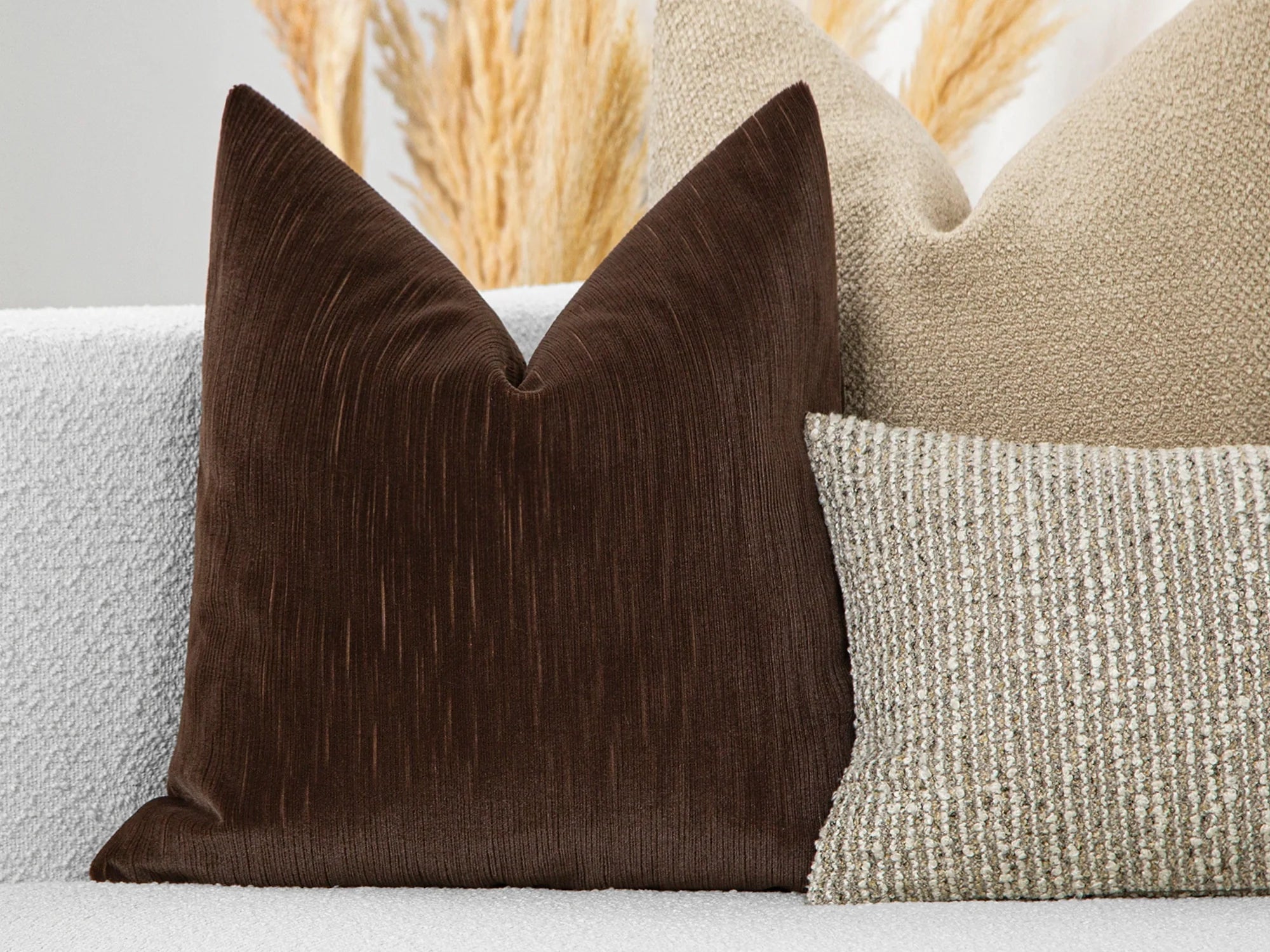 Brown Ribbed Velvet Pillow Cover