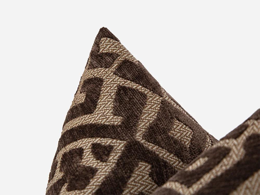 Brown Ethnic Pillow Cover - Textured & Rustic