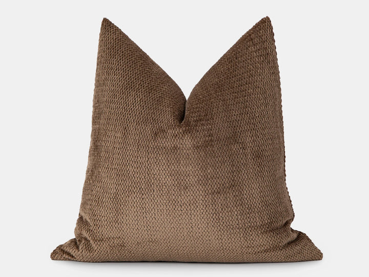Brown Soft Textured Throw Pillow Cover