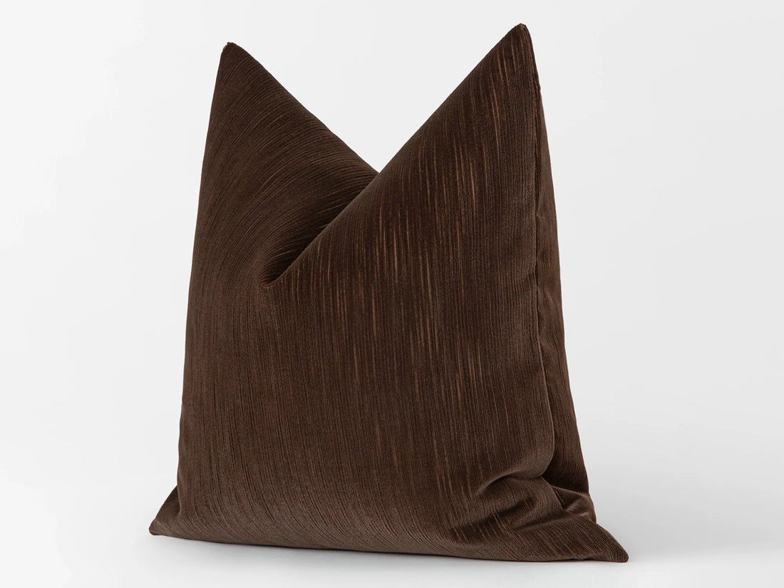 Brown Ribbed Velvet Pillow Cover