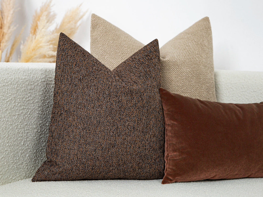 Rust Brown Woven Pillow Cover